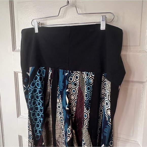 Women With Control Flare Leg Pants 1XP Stretch Flowy Retro Geometric Print Boho - Picture 12 of 16